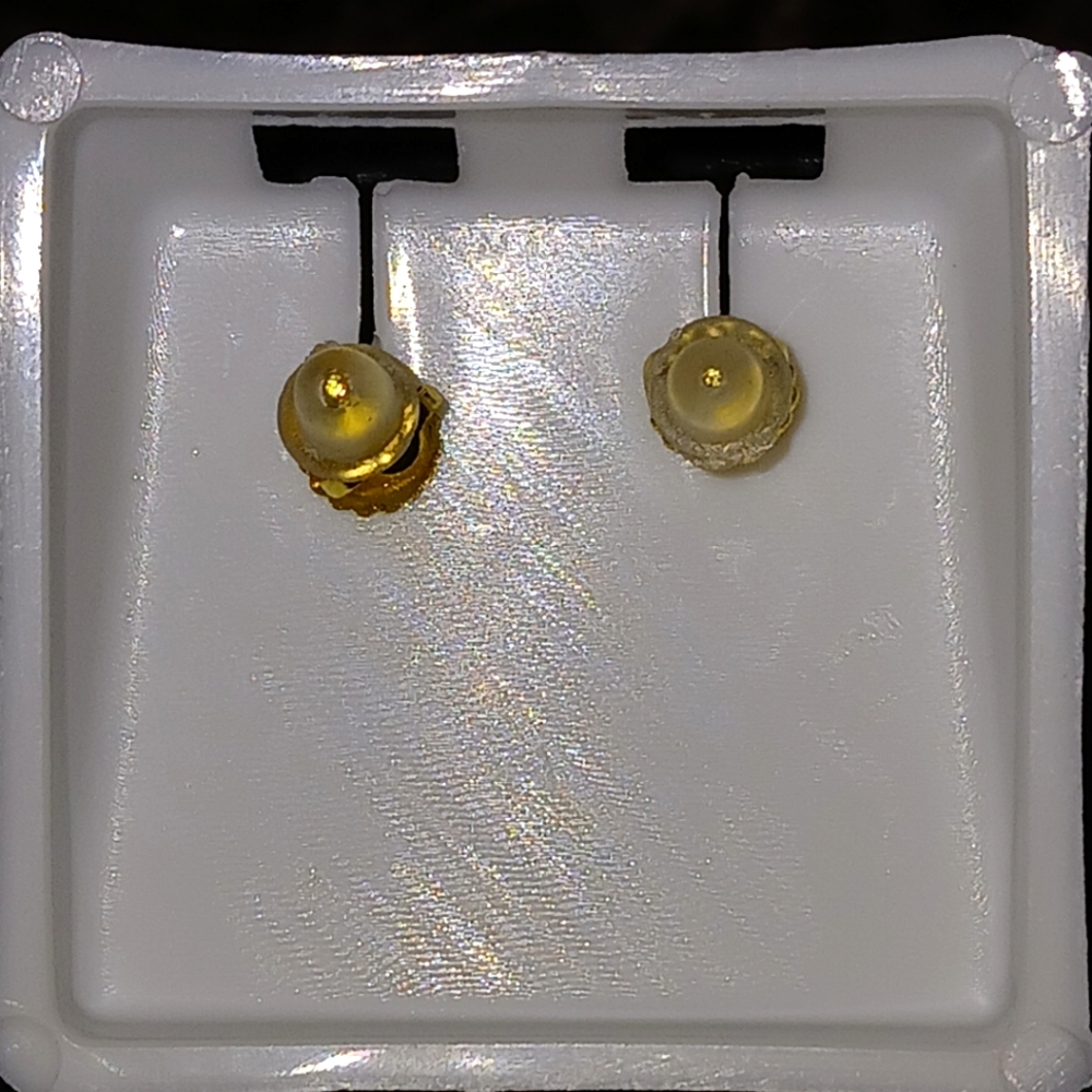 NIB 14kt Gold Over 925 Sterling Silver Stud CZ stone Earrings - Picture 11 of 12